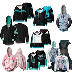 Kawaii Anime Hatsune Miku Anime Characters Winter 3D Printed Zipper Cardigan Hooded Sweatshirt Friend Surprise Birthday Gifts