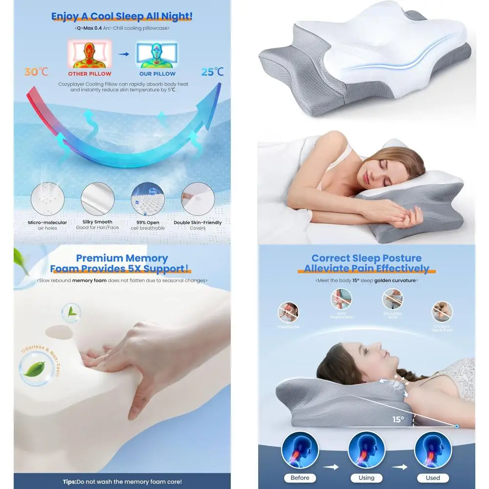 

Эргономичная ортопедическая подушка из пены с эффектом памяти для облегчения боли и комфортного сна