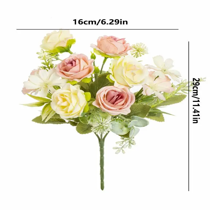 1PC Silk Roses and Hydrangeas Artificial Bridal Bouquet for Home and Wedding Decor