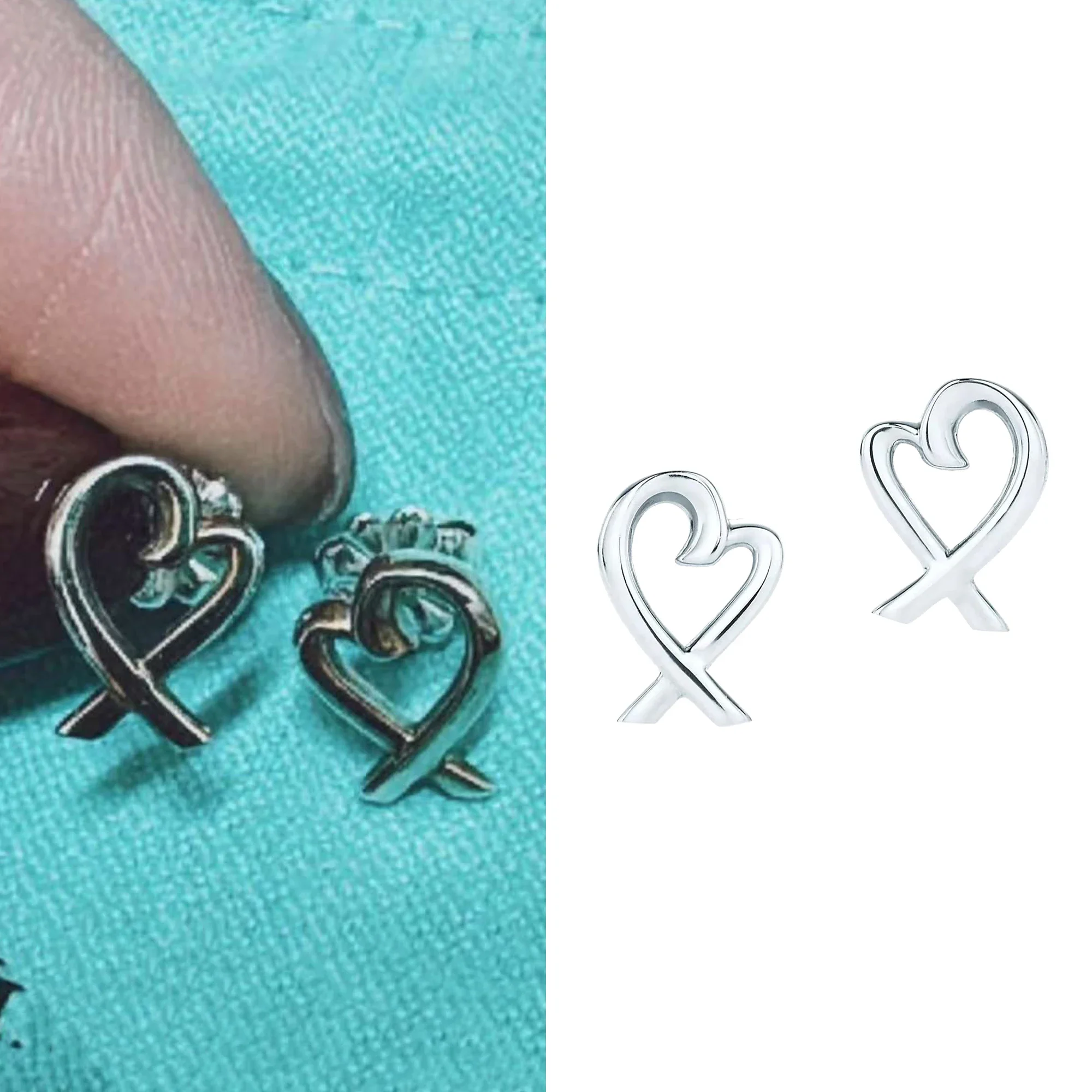 

Серьги в форме сердца романтического дизайна из чистого серебра S925, модные гладкие сладкие серьги Paloma Picasso 0 ® Серия праздничных подарков