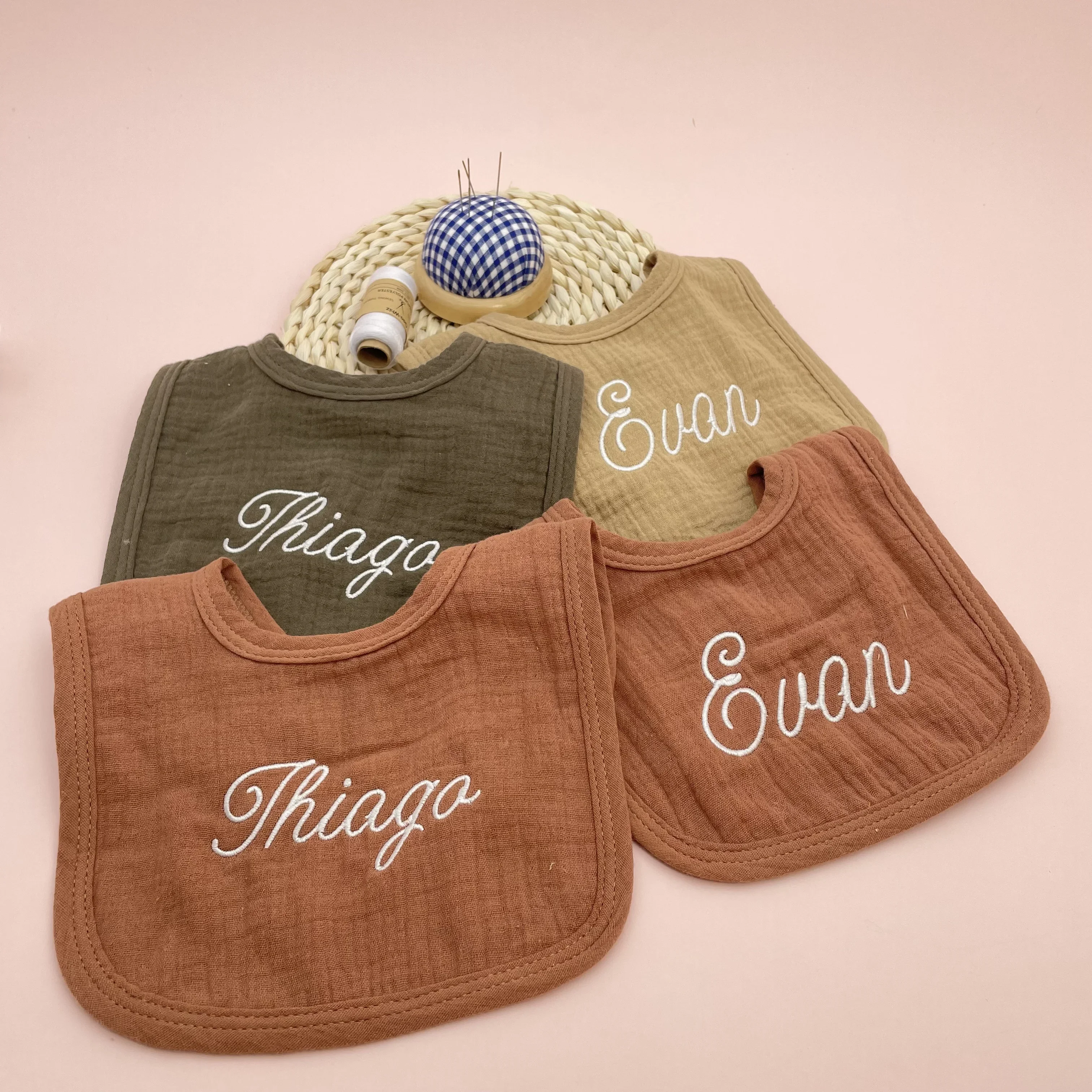 Personalized Baby Name Newborn Burp Cloth Waterproof Feeding Bib Saliva Towel Custom Bibs For Baby Cotton Gauze Infant Gift Kid