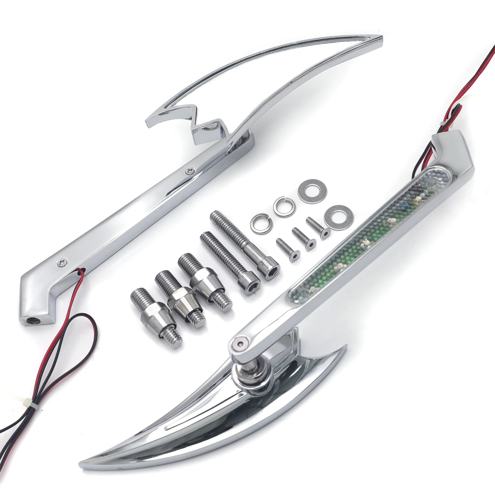

Motorcycle Mirror for Harley Sportster XL CHROME LED Turn Signal Crooked Arrow Style Mirror