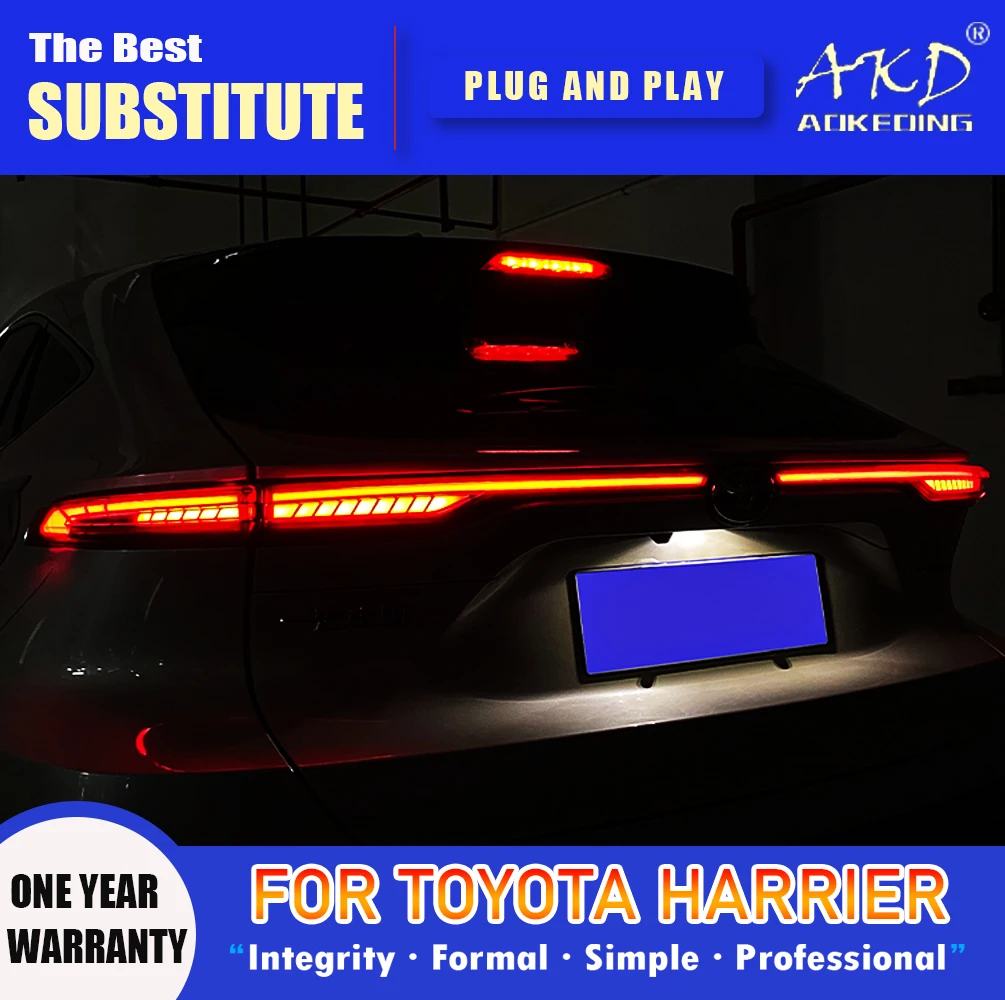 AKD Tail Lamp for Toyota Harrier LED Tail Light 2021-2022 Harrier Rear Fog Brake Turn Signal Automotive Accessories