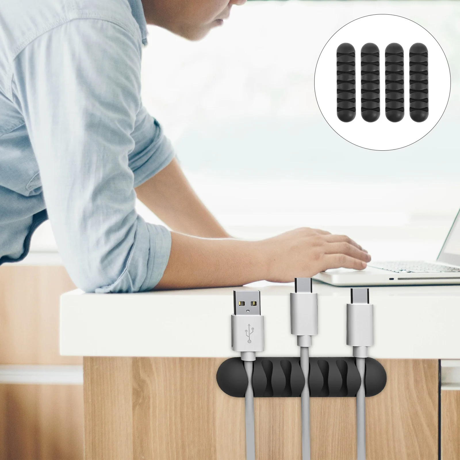 

4Pcs Adhesive Cable Organizers Compact Wire Keeper for Desktop Cord Management Office Home Cable Managements Holder