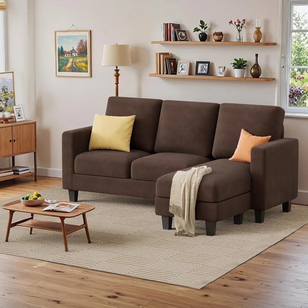 

Трансформируемый секционный диван-диван для гостиной, 3-местный L-образный диван с двусторонним шезлонгом, небольшой диван для квартиры (линия)