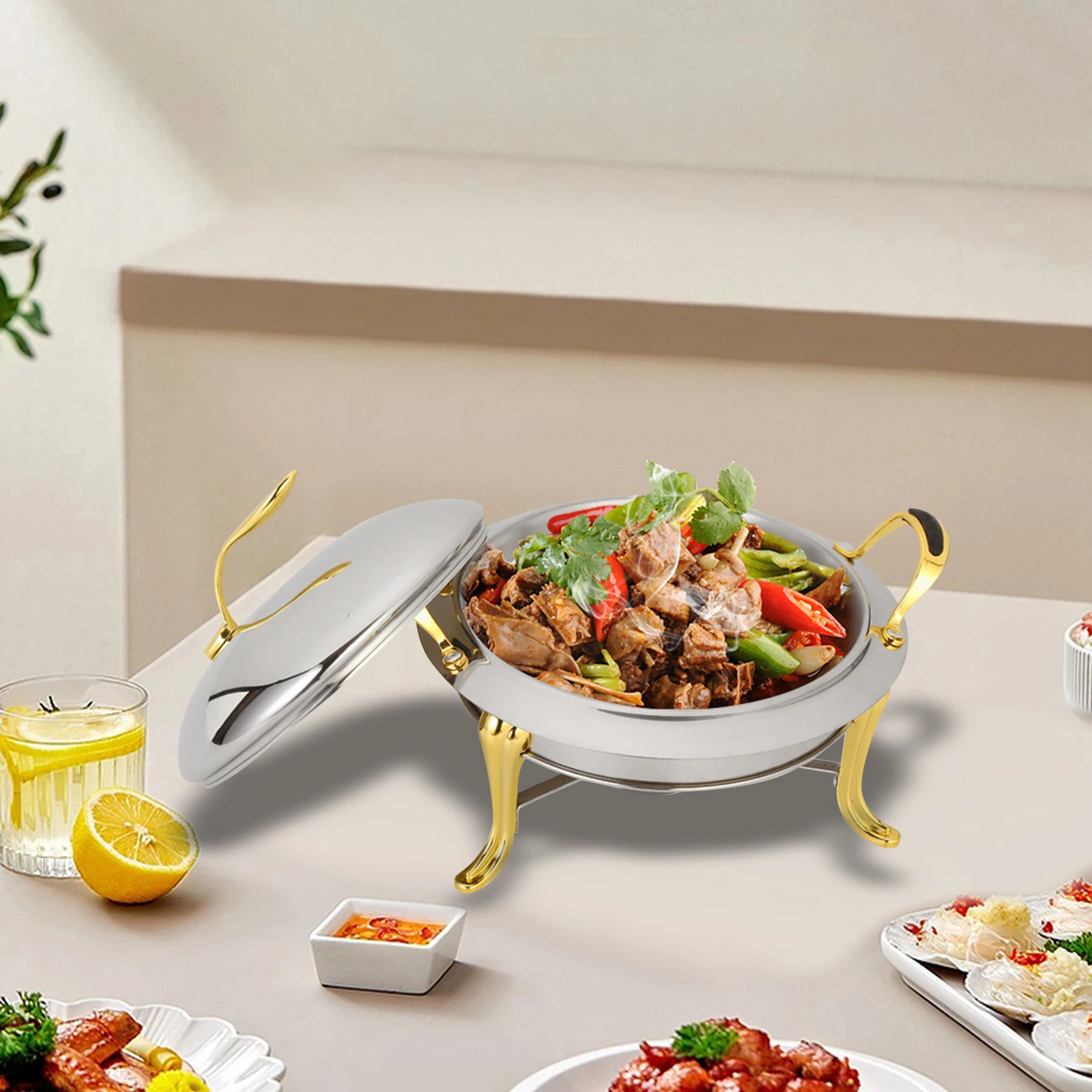 

Stainless Steel Chafing Dish Portable Anti Scald Handle Cooking Utensil for Outdoor Backpacking Commercial Barbecue Travel
