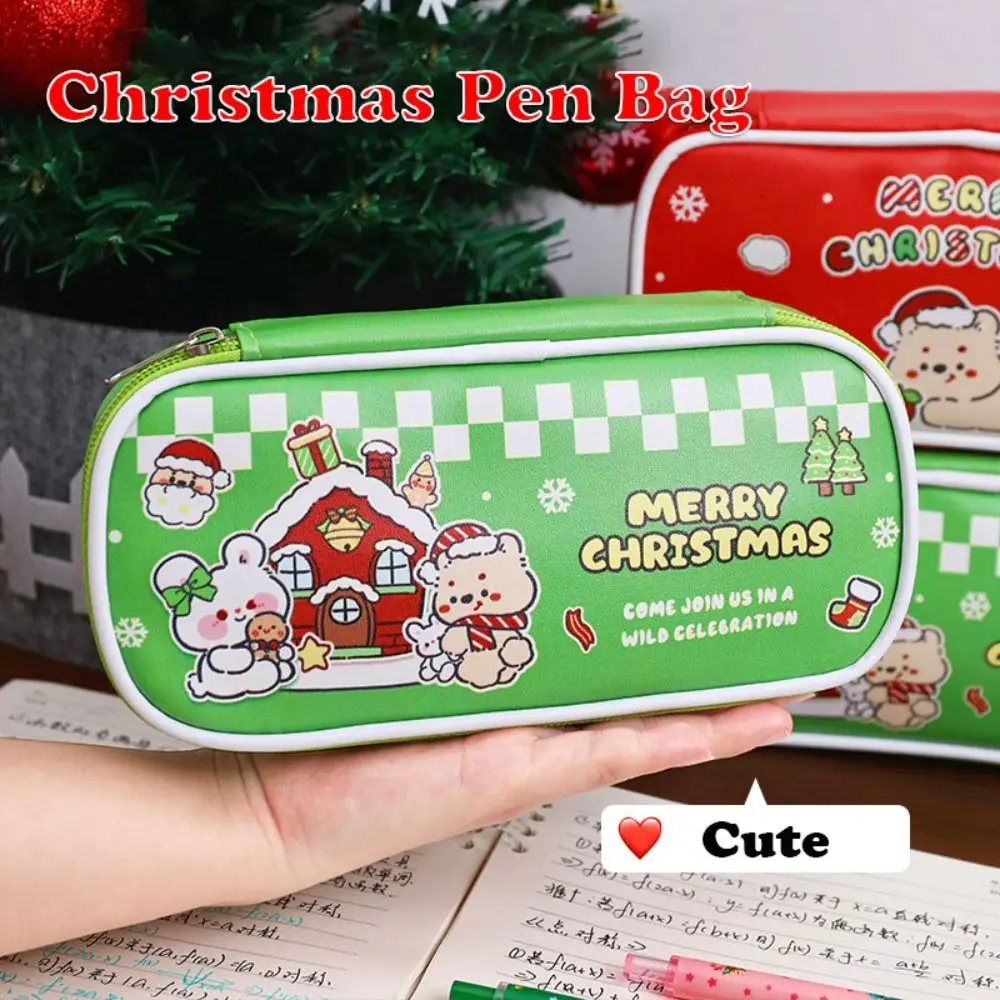 Christmas Kids Gift Christmas Pen Bag Dirt-proof Large Capacity Stationery Bags Merry Christmas Pencil Case