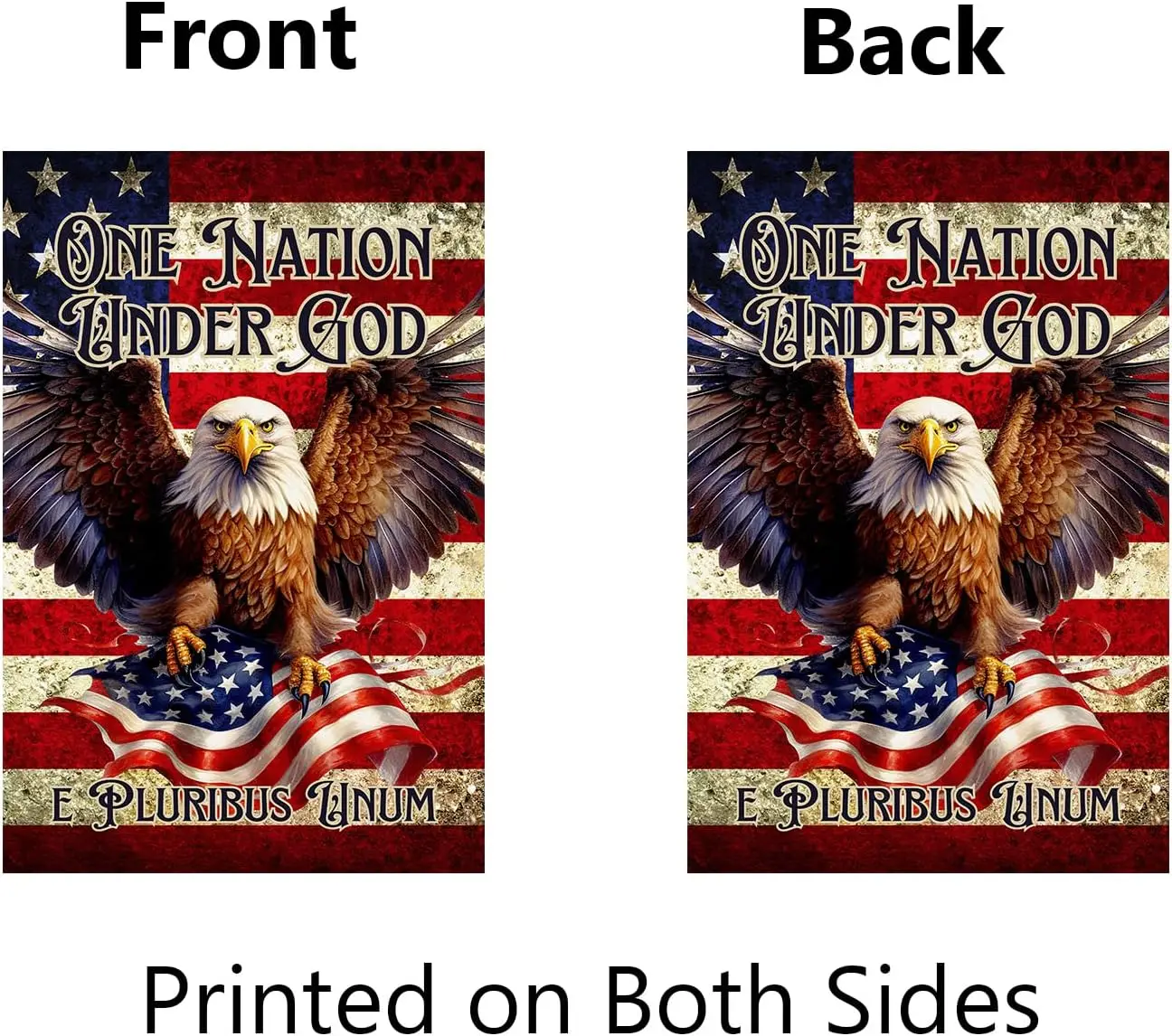 Patriotic 4th of July Garden Flag 12x18 Inch Double Sided Outside One Nation Under God Yard Flag Independence Memorial Day Outdo