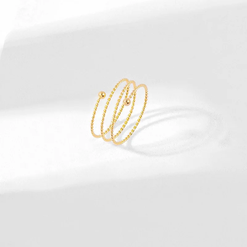 Meetvii Simple Titanium Steel Spiral Twist Rings Thin Hoop Gold Silver Rose Gold Color Circle Finger Rings for Women Jewelry