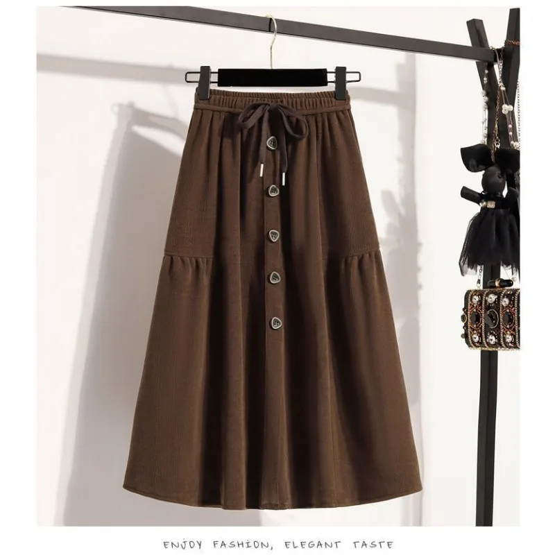 

High-waisted Women's Mm Autumn Skirt New Mid-length Red Temperament Versatile Casual Umbrella Skirt