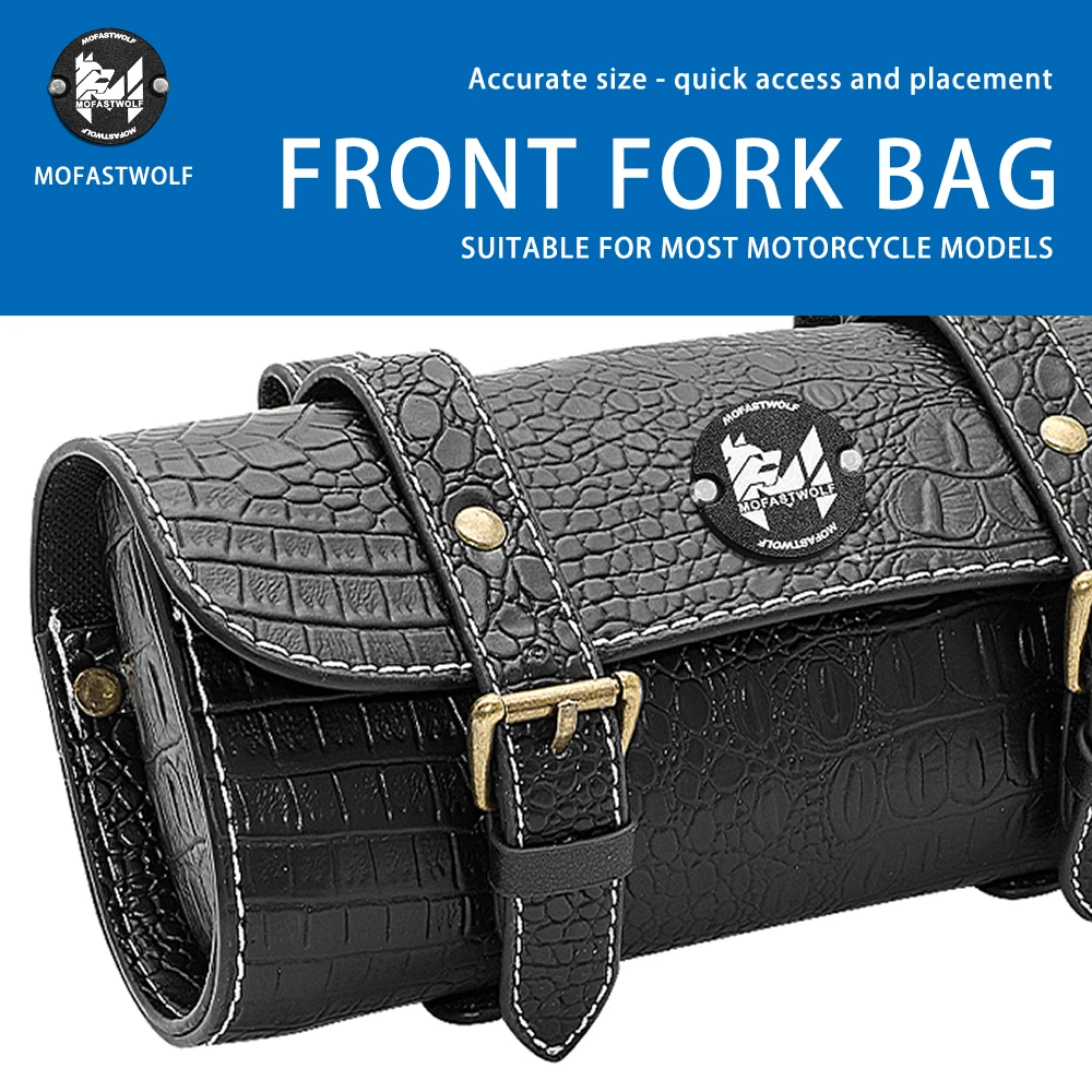 Retro Cool Saddlebag Waterproof Front Fork Handlebar Bag PU Leather Motorcycle Saddlebag Motorcycle Accessories