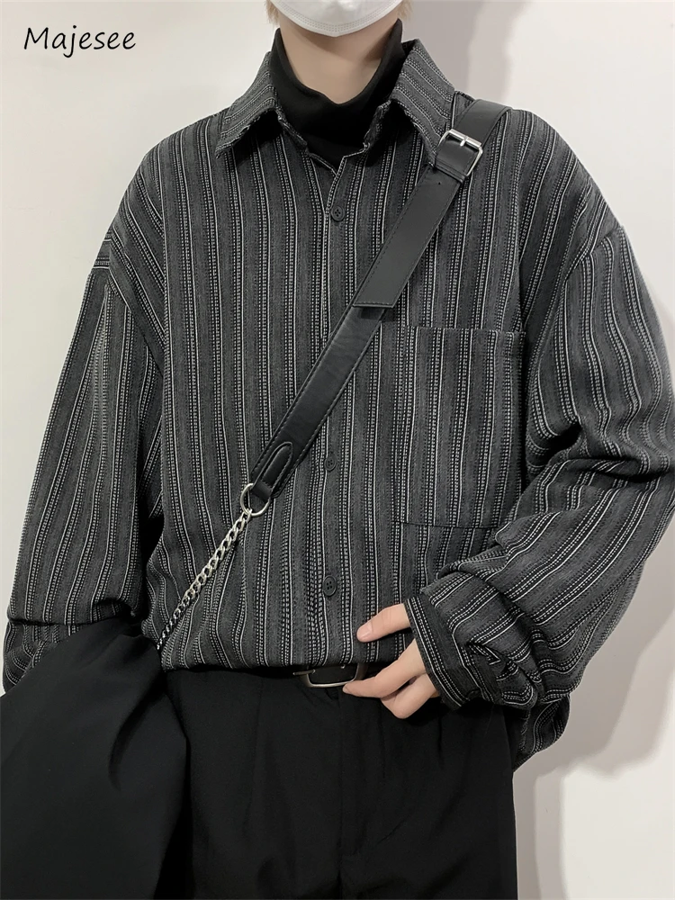 

Men Jackets Fashion Daily Single Breasted Striped Casual Summer Advanced Streetwear American Style Pocket Popular Mature Spring