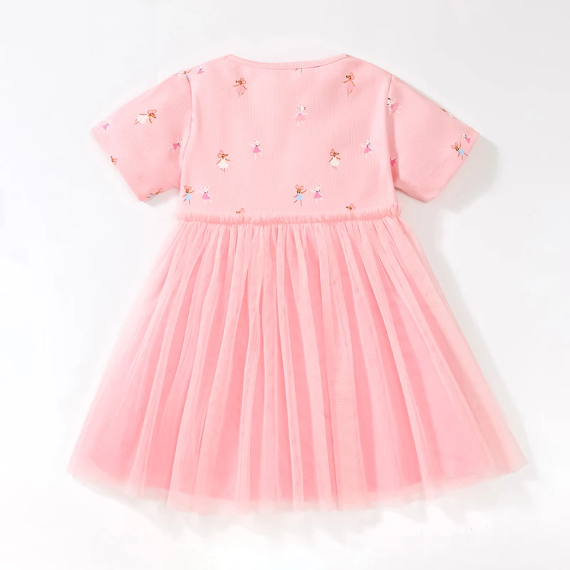 Little maven 2024 Summer Princess Kids Clothes Pink Children \'s Clothing Baby Girls Cotton Cartoon Infant Mesh Dresses Vestidos