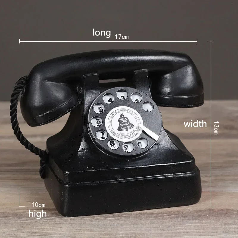 Large Creative Retro Decorative Phone Model, Vintage Rotary Telephone Decoration Statue Antique Phone Figurine for Cafe Bar Home