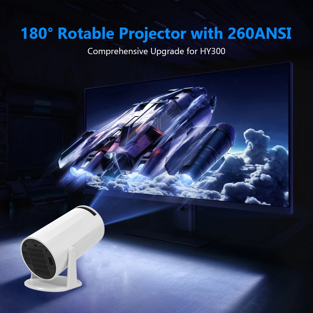 DOAN HY300 1080P HD Portable Projector with Smart Android System for Home Theate Android 11 Dual Wifi6 260ANSI Allwinner H713