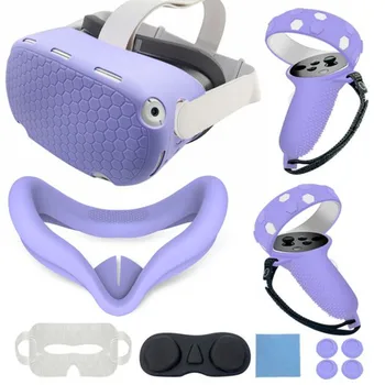 7 Colors VR Shell Cover for Oculus Quest 2 Replacement Protective Lens Cover Anti-leak Nose Pad VR Accessories 7-Piece Set