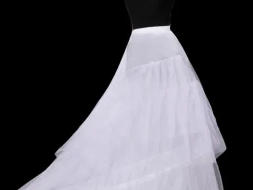 Crinoline Petticoat Onderrok 3 Lagen Zeemeermin Vloer Lengte Trouwjurk Voor Vrouwen Wit Satijn