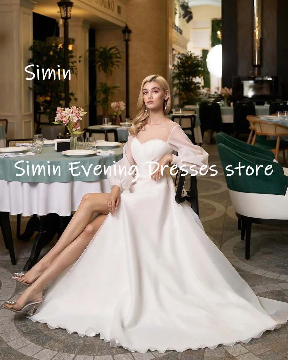 Simin Tulle A-line Boat Neck Ruffle Populer Formal Prom Gown Floor-length Evening Elegant Party dresses for women 2023