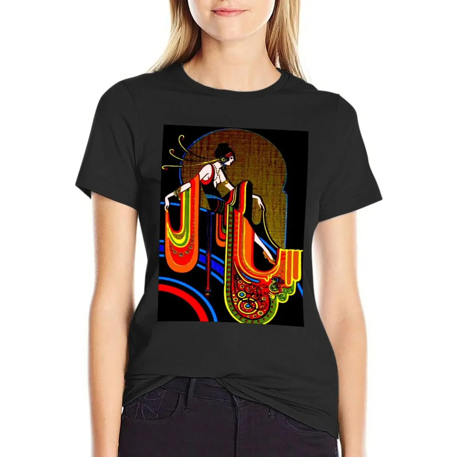 

FLAPPER : Vintage Pinup Beauty Print T-Shirt anime summer top t shirt for Women