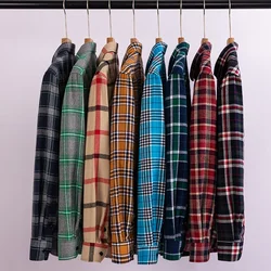 Men Autumn Winter Fashion New Cotton Flannel Plaid Shirts   Asia Size Regular Fit Soft Daily Casual Shirts Clothing Plus size