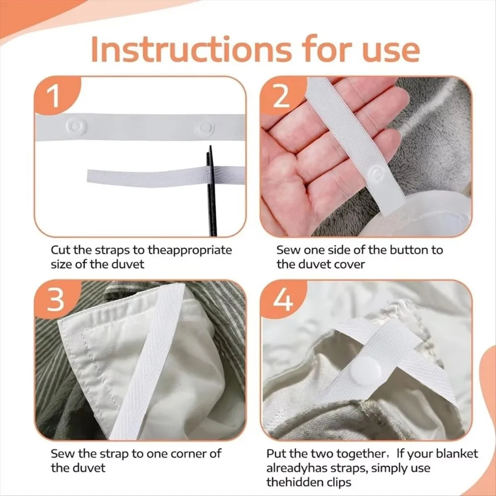 4/8/16PCS Four Corner Fixed Quilt Cover Ties Flat Rope Binding Mother Buckle Bedding Ties Reusable Secure Fit Duvet Cover Straps