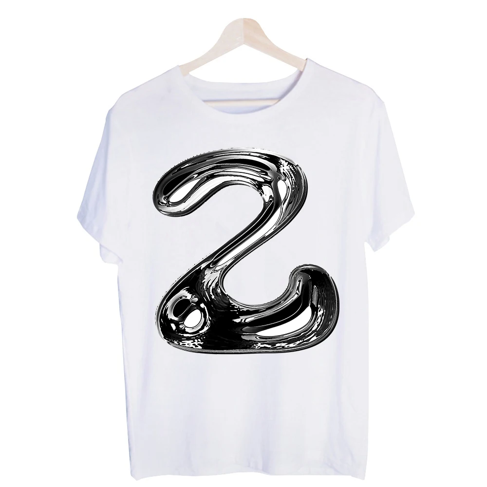 Men's Abstract Number 2 Graphic Tee, Short Sleeve Crew Neck T-Shirt for Casual Streetwear and Daily Outfits