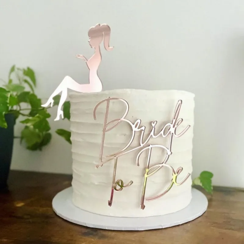 Simple New Design Bride To Be Party Cake Topper Rose Gold Acrylic Hen party Cake Topper Gift For Wedding Cake Dessert Decoration