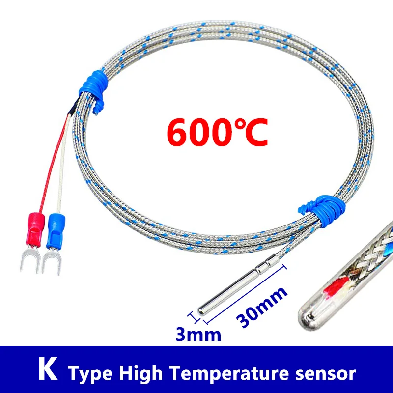 Кабель термопары типа K, диапазон 0-600°C, высокая точность