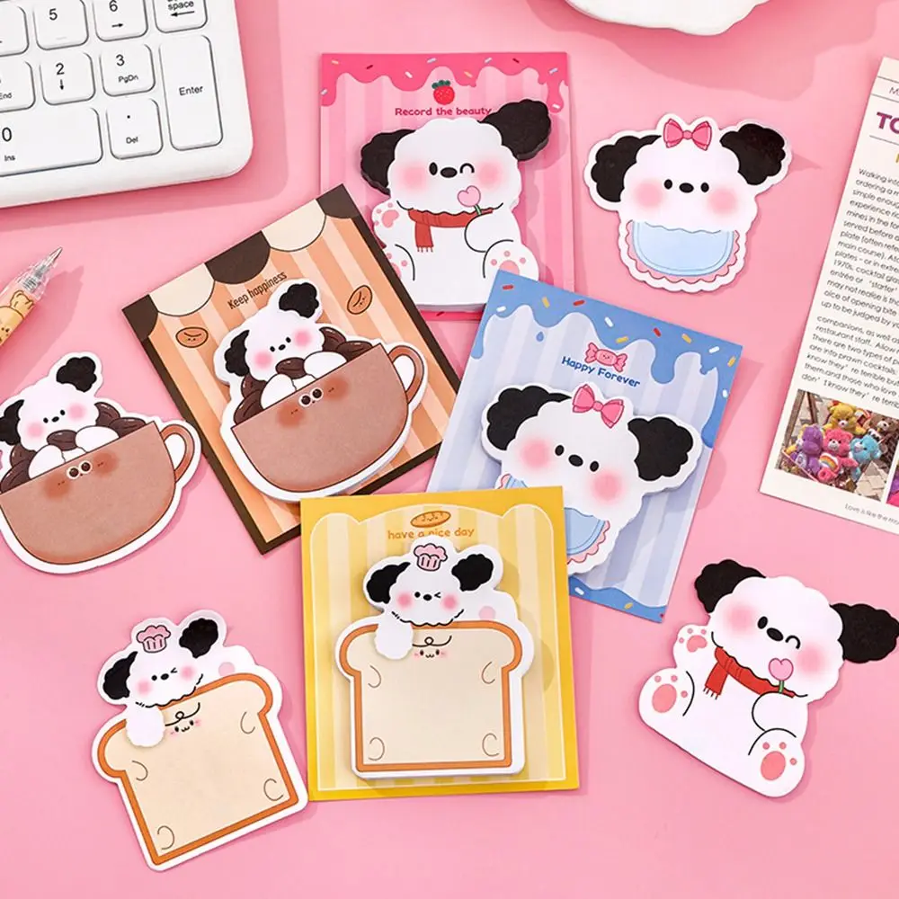 5 pcs/bag Kawaii Puppy Dog Memo Pad Creative Tearable N Times Sticky Notes Multi-purpose Stickiness Bookmark Label