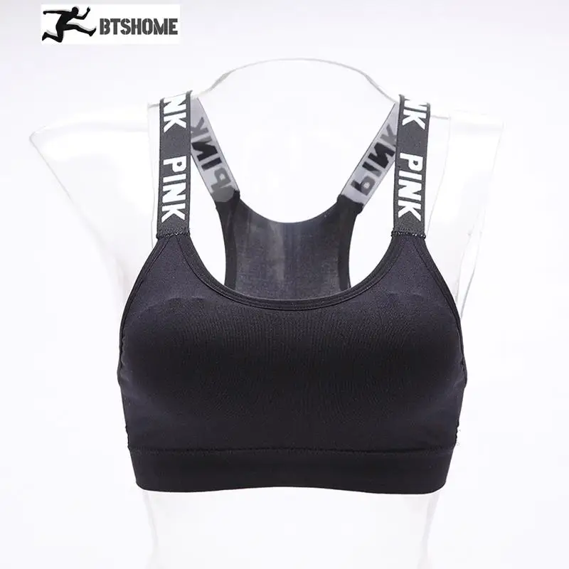 Women Sport bra Fitness Top Letters Yoga Bra For Black White Running Yoga Gym Fitness Crop Top Women Push Up Sports Bras