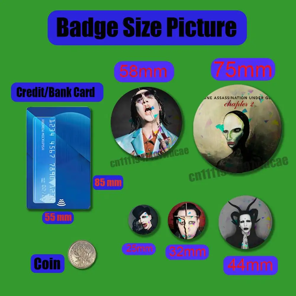 Custom Pin Insignia Emblem Round 32mm Button Laser Film For Marilyn Manson One Assassination Under God Chapter 2 Badge Cover