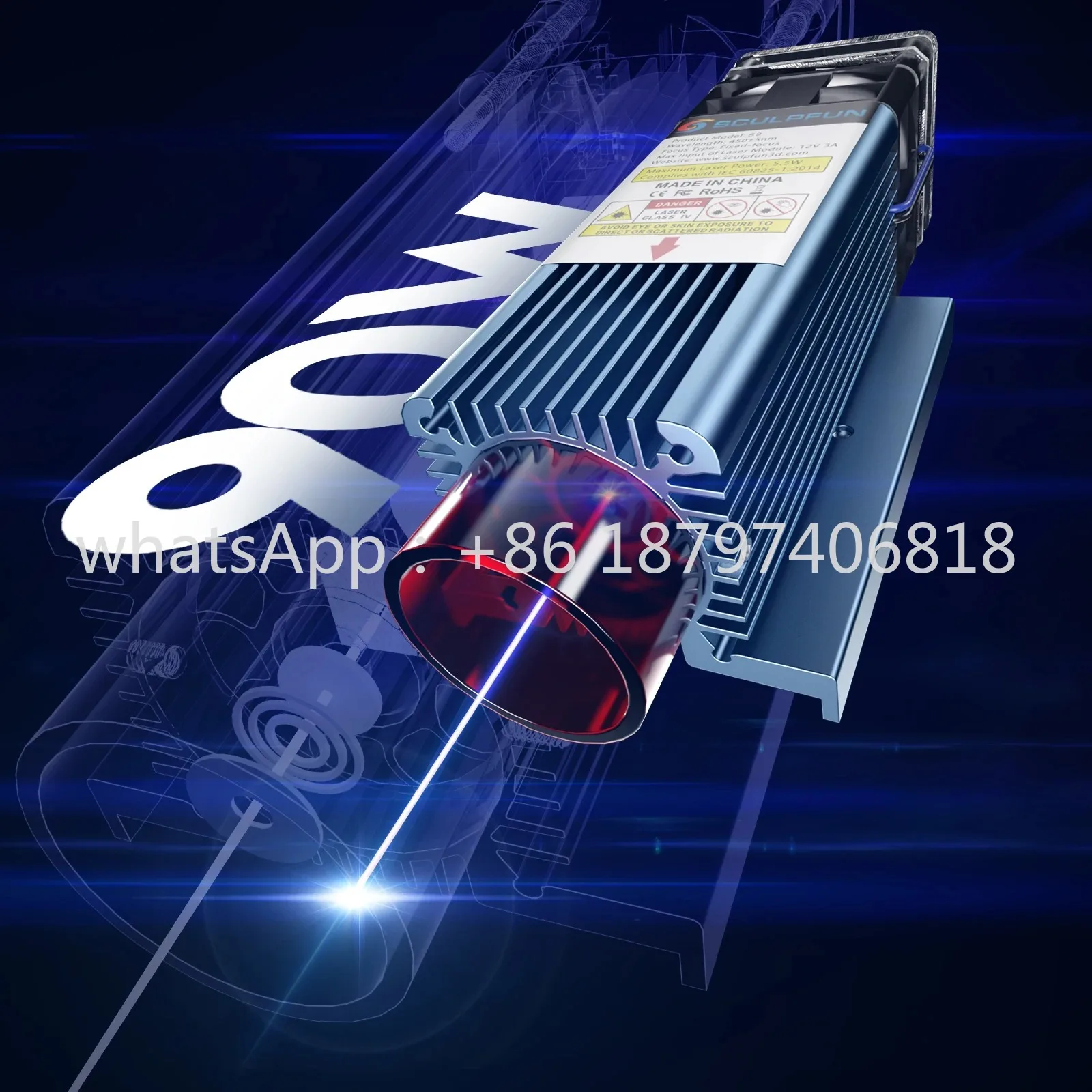 وحدة ليزر ذات تأثير خاص S9 90 واط رأس ليزر وحدة صمام ثنائي عالية الدقة أفضل سعر وحدة النقش بالليزر