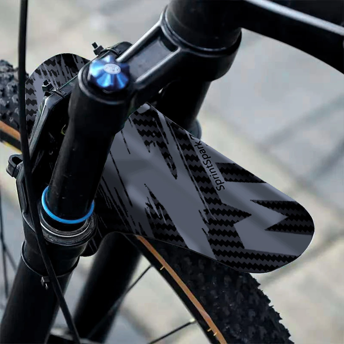 SprintSparkZK 1/2 Stück Fahrradschutzblech mit Carbon-Muster für Rennrad und Mountainbike, Vorder- und Hinterradschutz, Ultraleichtes MTB-Schutzblech – Detail 4