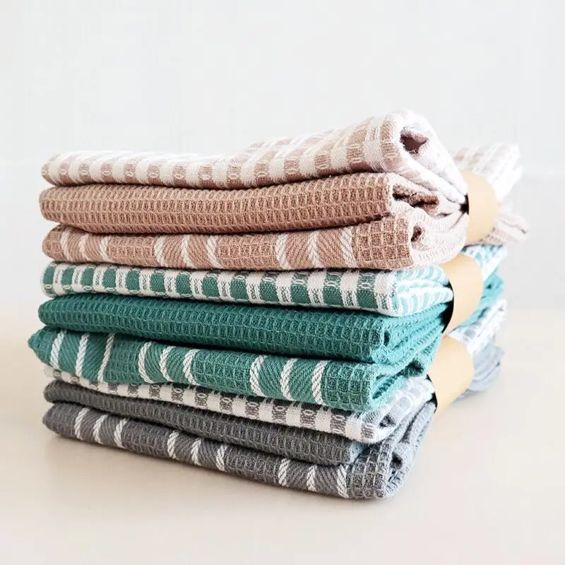 3pcs/set Home Kitchen Set Tea Towels Nordic Style Cotton Fabric Napkins 100% Cotton Absorbent Kitchen Towel