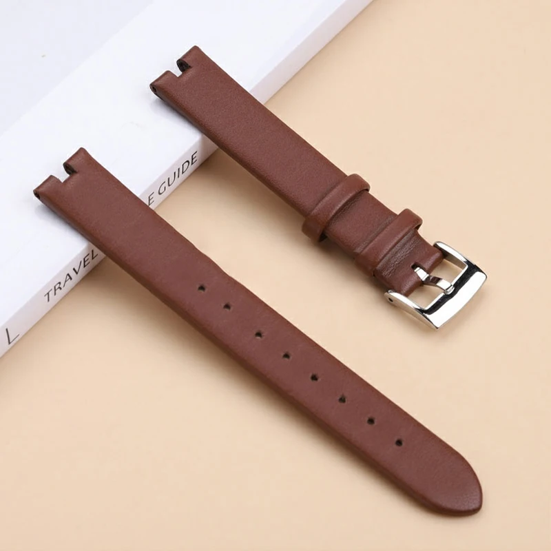 14mm Leather Watch Band For Casio SHEEN 5450 SHE-C100L SHE-C110 Black Brown Soft Belt Women's Watchstraps 14mm