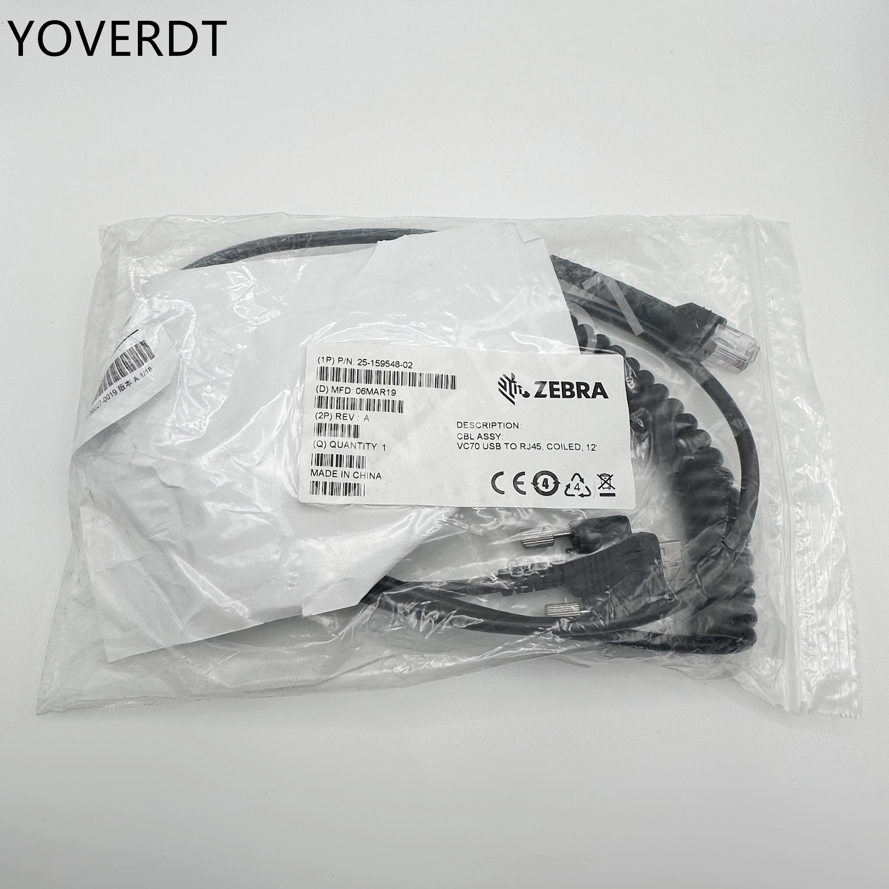 New Original USB Cable Charger For Zebra VC70 To RJ45 CLB ASSY 25-159548-02