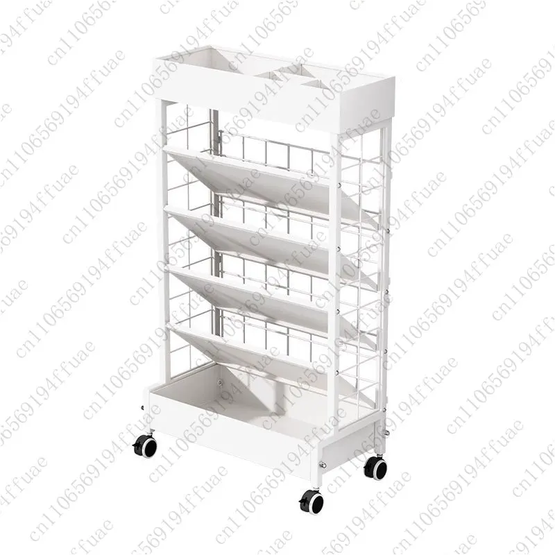 6-Tier Mobile Storage Bookcase with Wheels and Removable Cart Ideal for Dorm Rooms, Classrooms, Living Rooms, and Schools