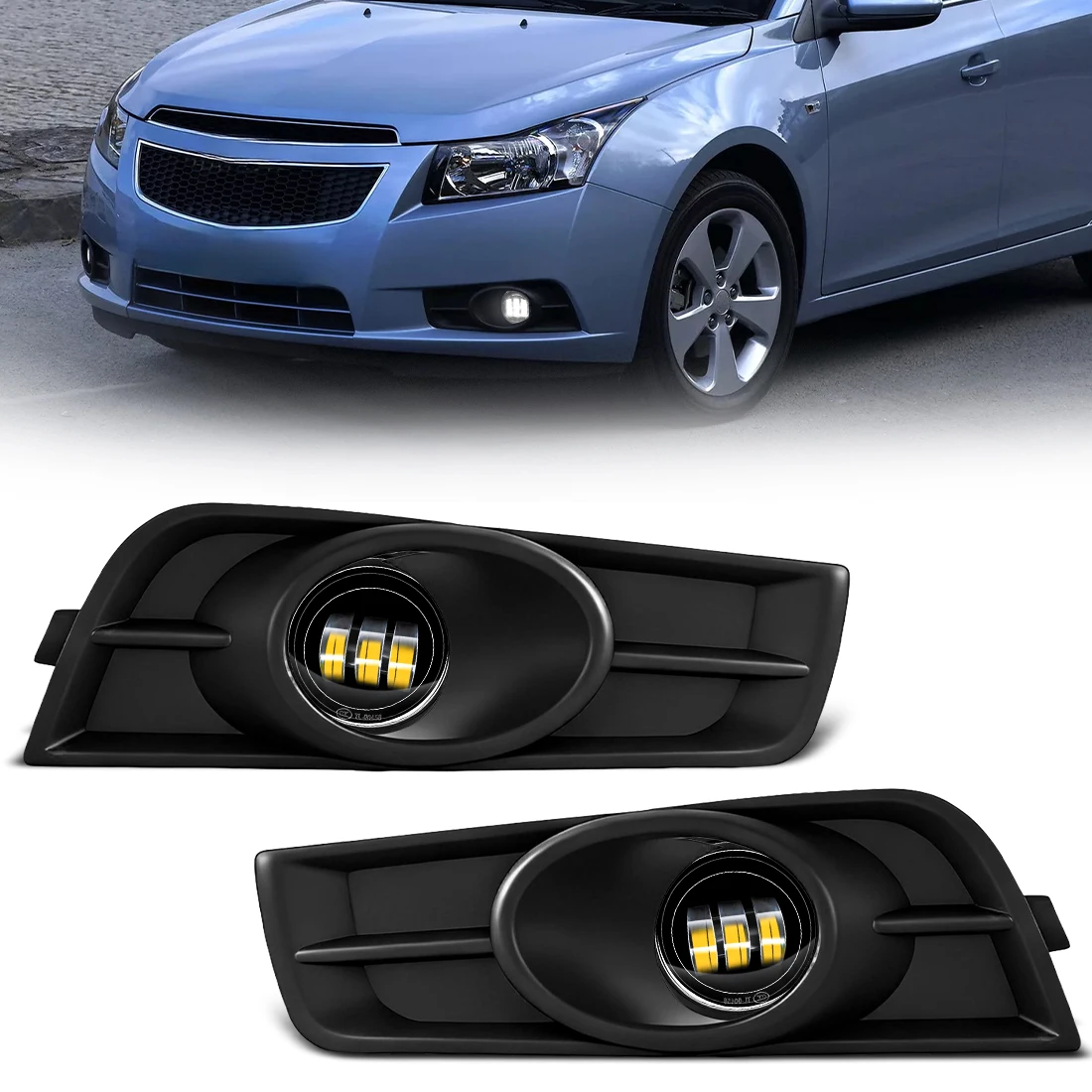 

Комплект противотуманных фар для Chevrolet Cruze 2009-2014, передний бампер, ДХО, дневные ходовые огни, 12В