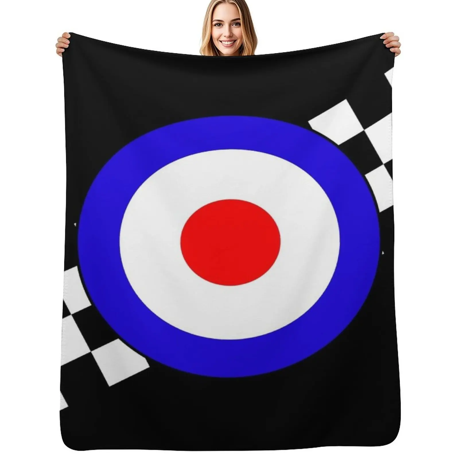 Mod or Ska Two Tone Checks and Target Throw Blanket Stuffeds Nap blankets and throws anime Plush Plaid Blankets