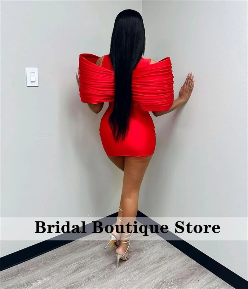 Stunning New Red 2024 Prom Gown With Two Gloves Off Shoulder Birthday Party Cocktail Dresses Robe De Bal Custom-Made Customized