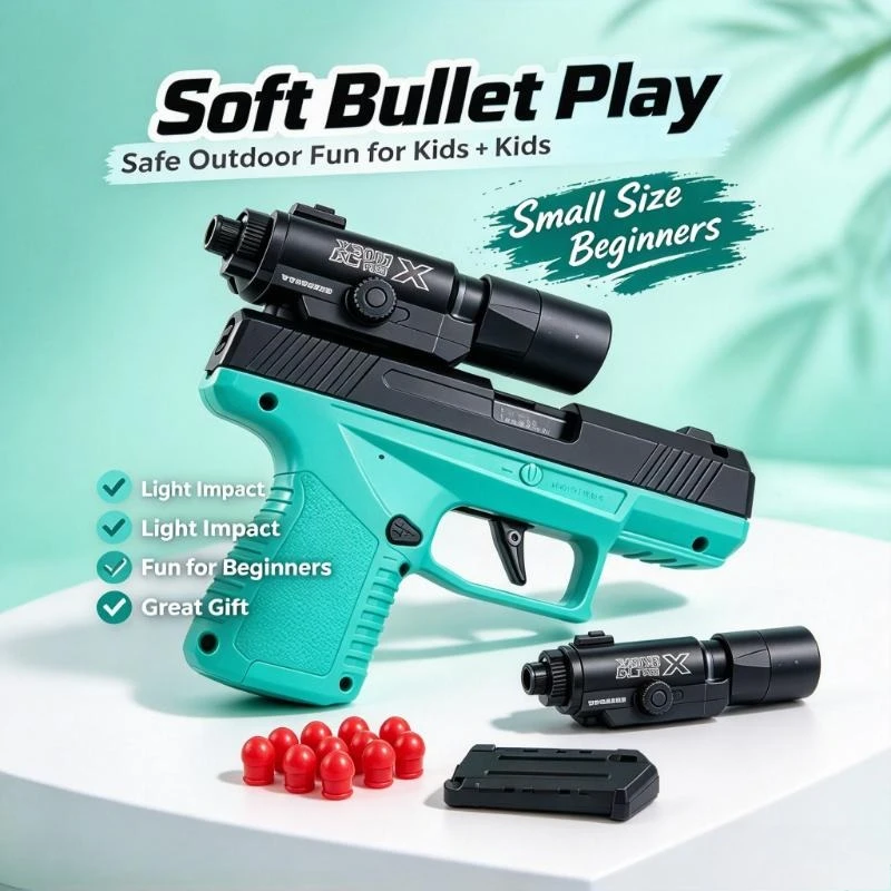 Mini GX4 Pocket Toy,Macaron Shell Eject Blowback Model w/ X300 IR Sight,Full Set Magazines Soft Bullets Shells,Kids Adults Gift