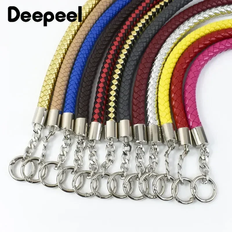 

2Pcs Deepeel 40cm Colored HandBags Handles Women's Bags Shoulder Strap DIY Handmade Replace Leather Rope Weave Bag Accessories