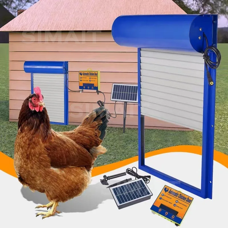 Blue Chicken Coop Rolling Shutter Door, Solar Timing Switch Rolling Shutter Chicken Coop Door, European Chicken Coop Door