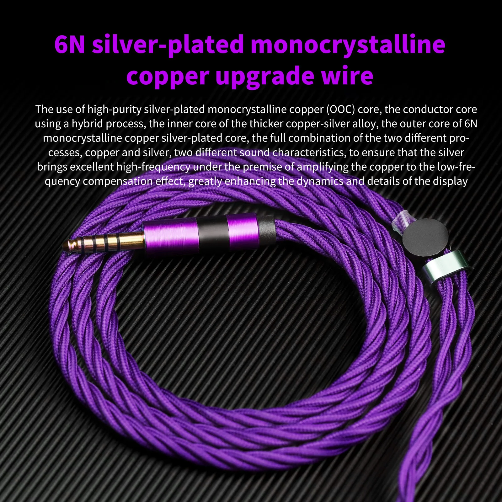 OKCSC AL65P 0.78 2 PIN سماعات كابل لـ FIIO JH3 EMPIRE EARS FAudio Fender HIDIZS كابل نحاسي كريستالي واحد مطلي بالفضة