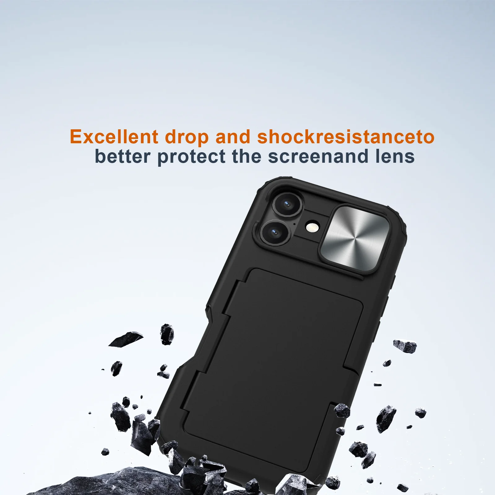 Picture 7: Hybrid Three Layer Hidden Mirror Card Holder Wallet Case For iPhone 16 Plus 16Pro Max, Stand Slide Camera Protection Cover Funda