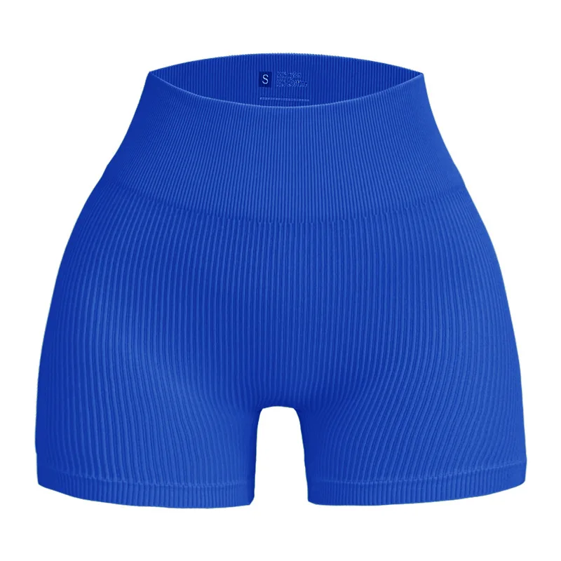 Gerippte Strickshorts für Damen, nahtlose Yoga-Shorts, dehnbare Shorts mit hoher Taille, sexy Hüftheben, Radfahren, Laufen, Dreipunkthose – Detail 17