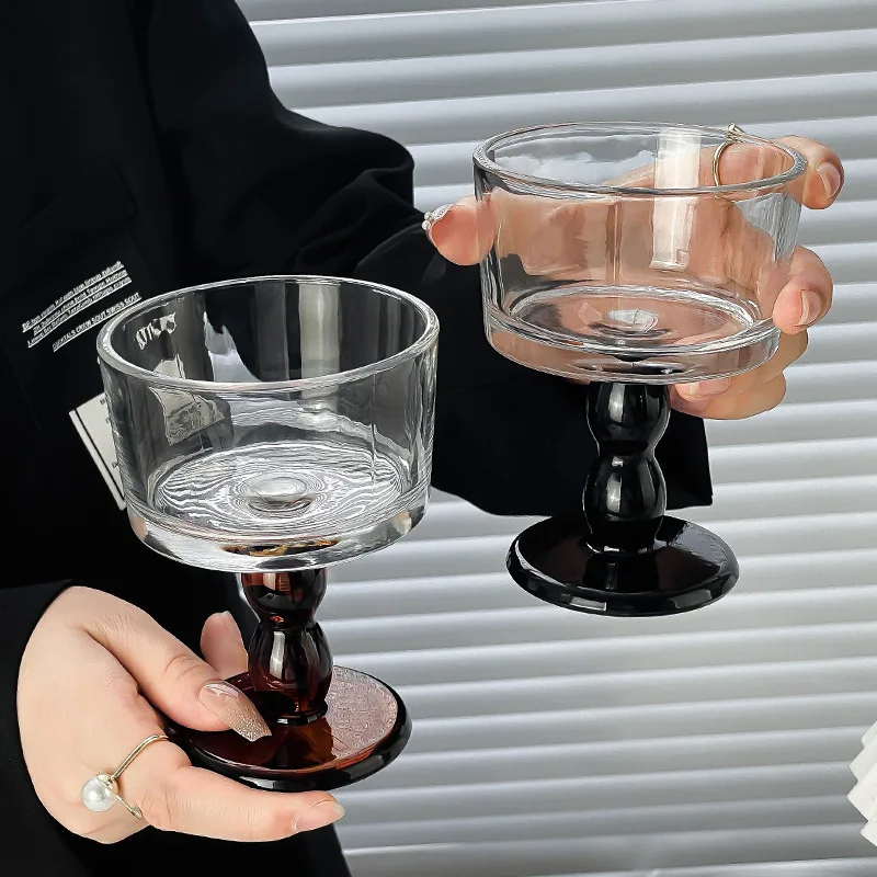Frenchretroins tall glass small dessert bowl ice cream cup pudding yogurt cup ice cream ice cream cup