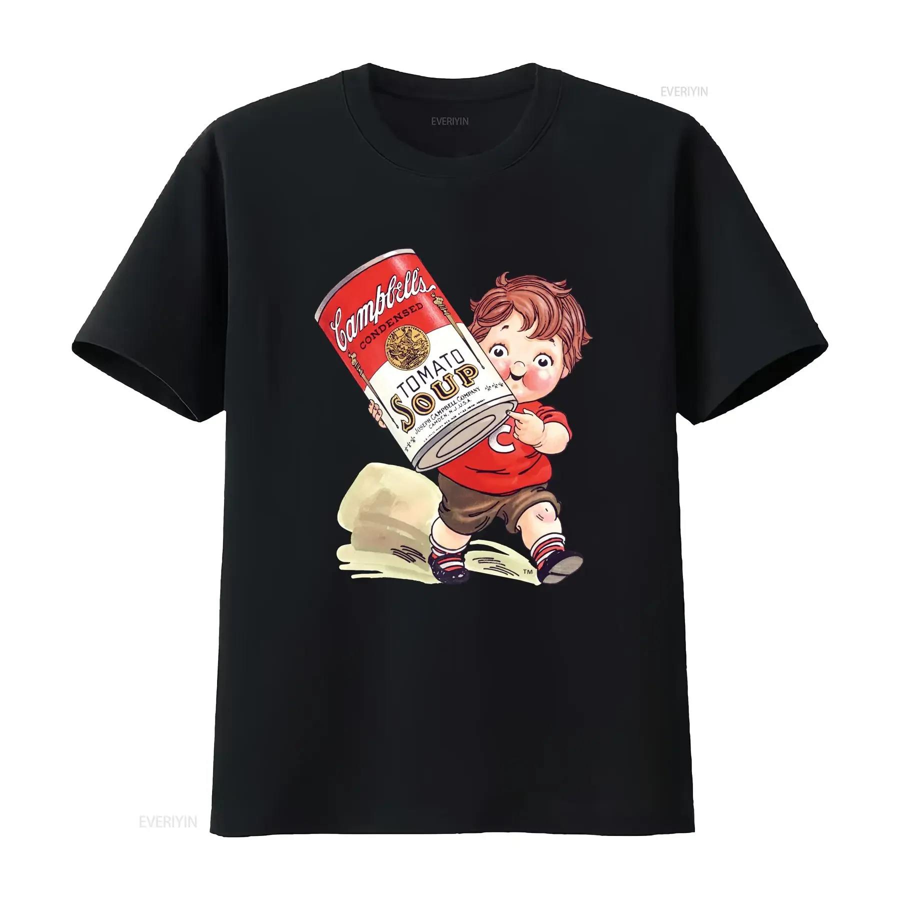 Campbell sopa niño comida mascota camiseta vintage lavado gráfico cómodo elegante estirado suave homme ropa de diseñador Casual