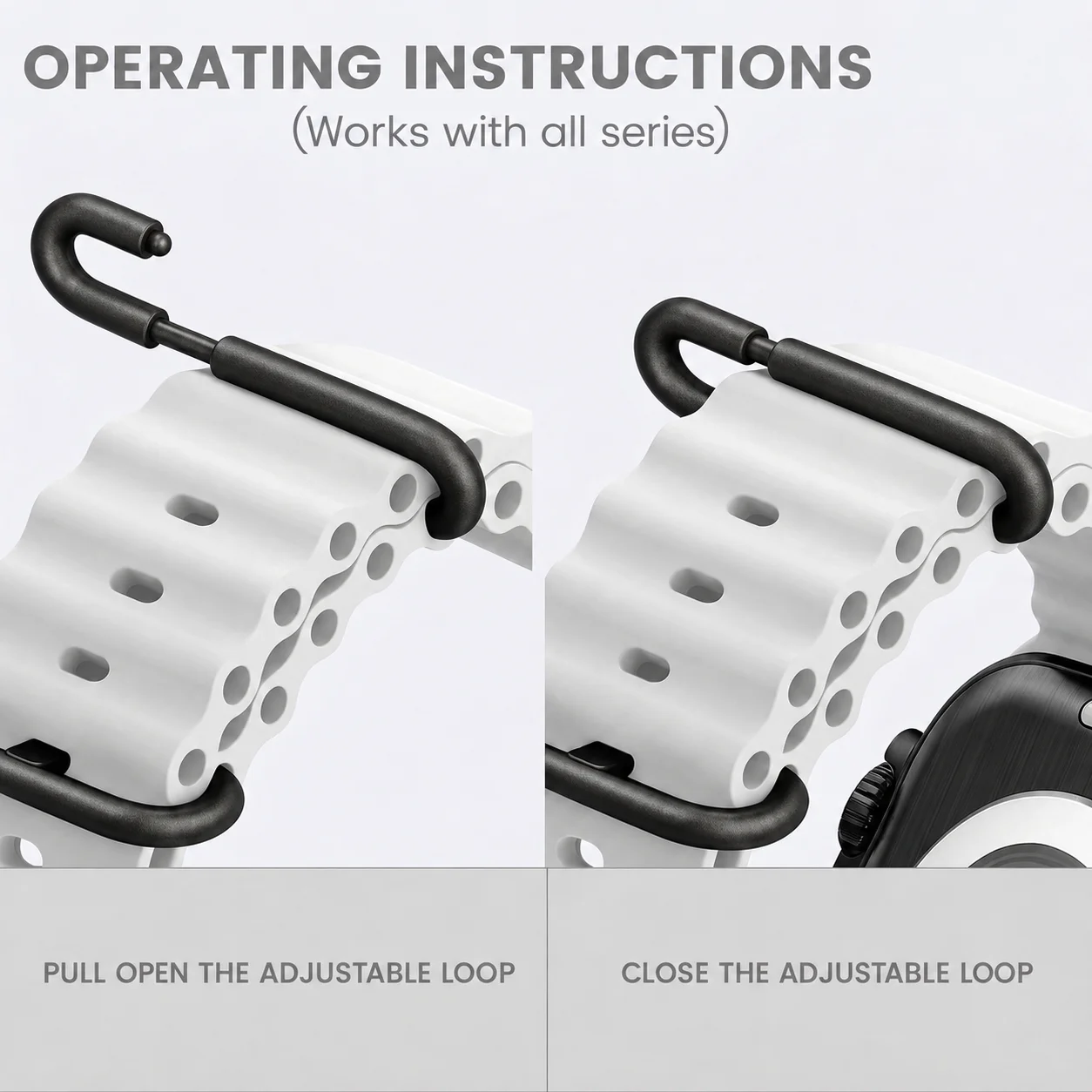 Titanium Buckle Clamp for Apple Watch Ultra Ocean Band, Replacement Titanium Metal Buckle -Black