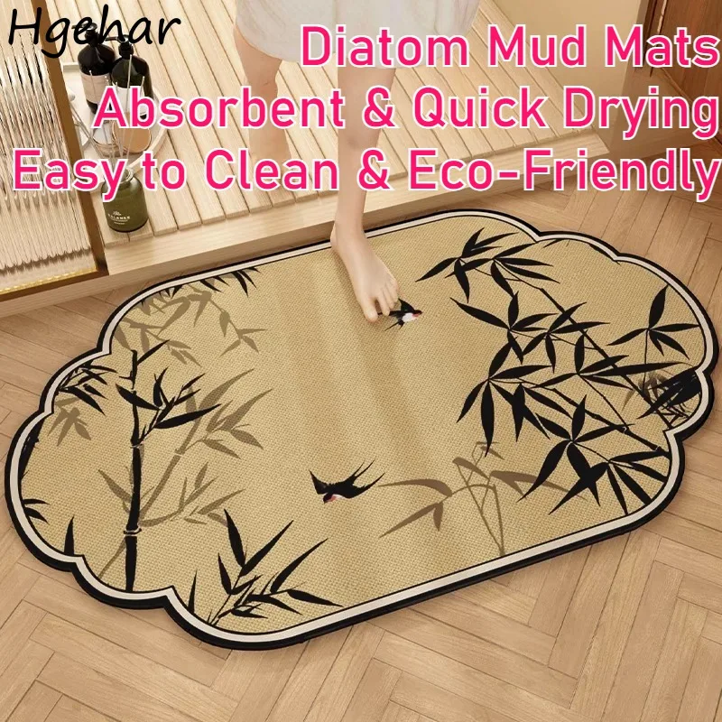 

Коврики для ванной комнаты в китайском стиле Гофэн, бамбуковые, новые, из диатомовой грязи, влаговпитывающие, нескользящие, для прихожей, оптом